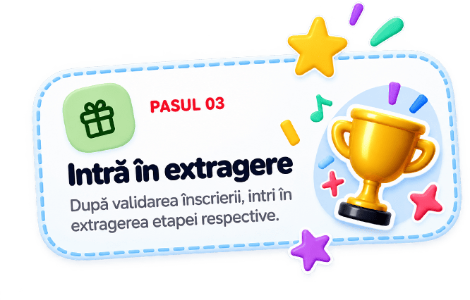 Pasul 03. Intră în extragere. După validarea înscrierii, intri în extragerea etapei respective.